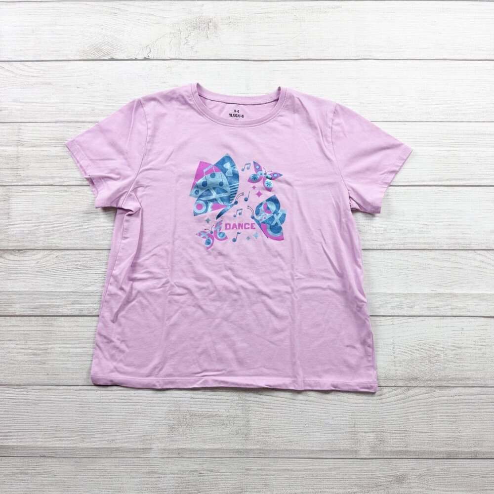 Under Armour Youth Girls Dance Graphic T-Shirt Pink  Short Sleeve YL